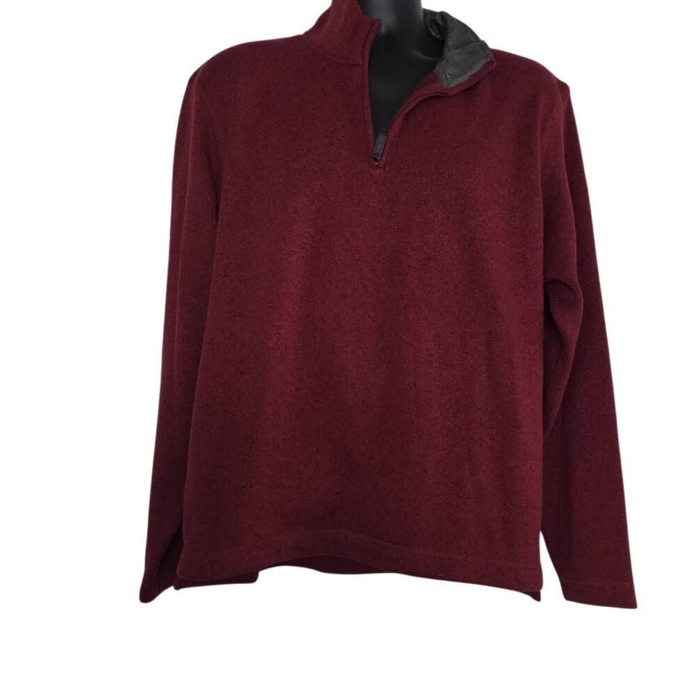 Wrangler Authentics Mens Size Large Red Fleece Lined Pullover 1/4 Zip Sweatshirt